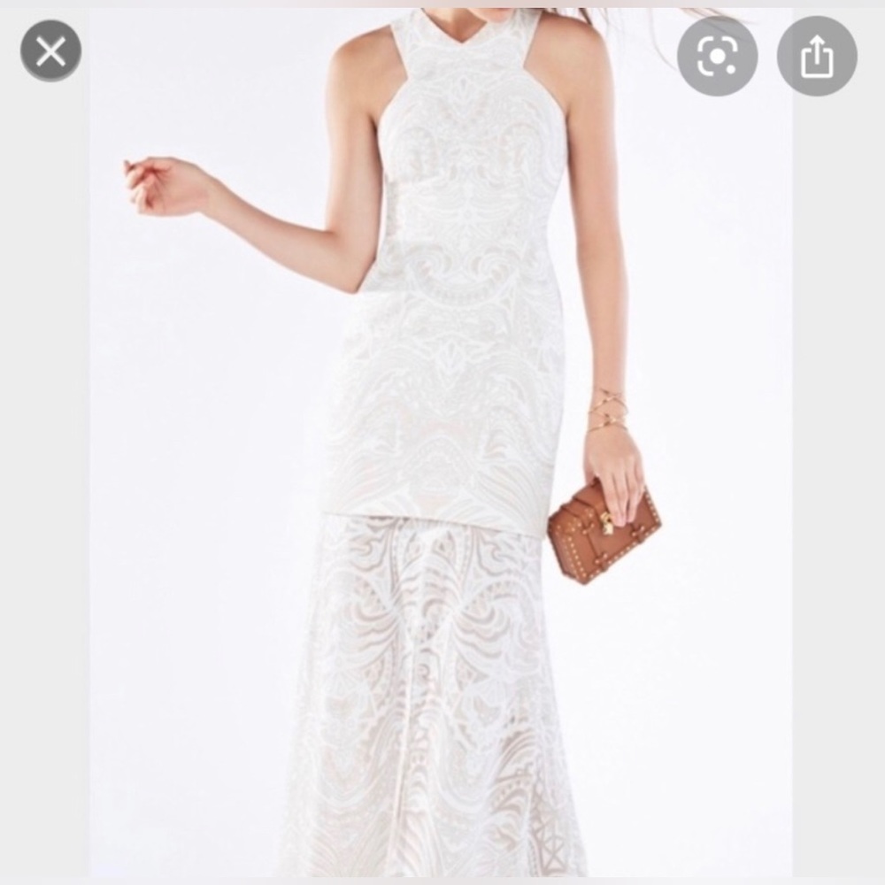 BCBG OFF WHITE DRESS HREAT FOR BRIDAL PARTY OR WEDDING OR SIMPLY AN EVENT